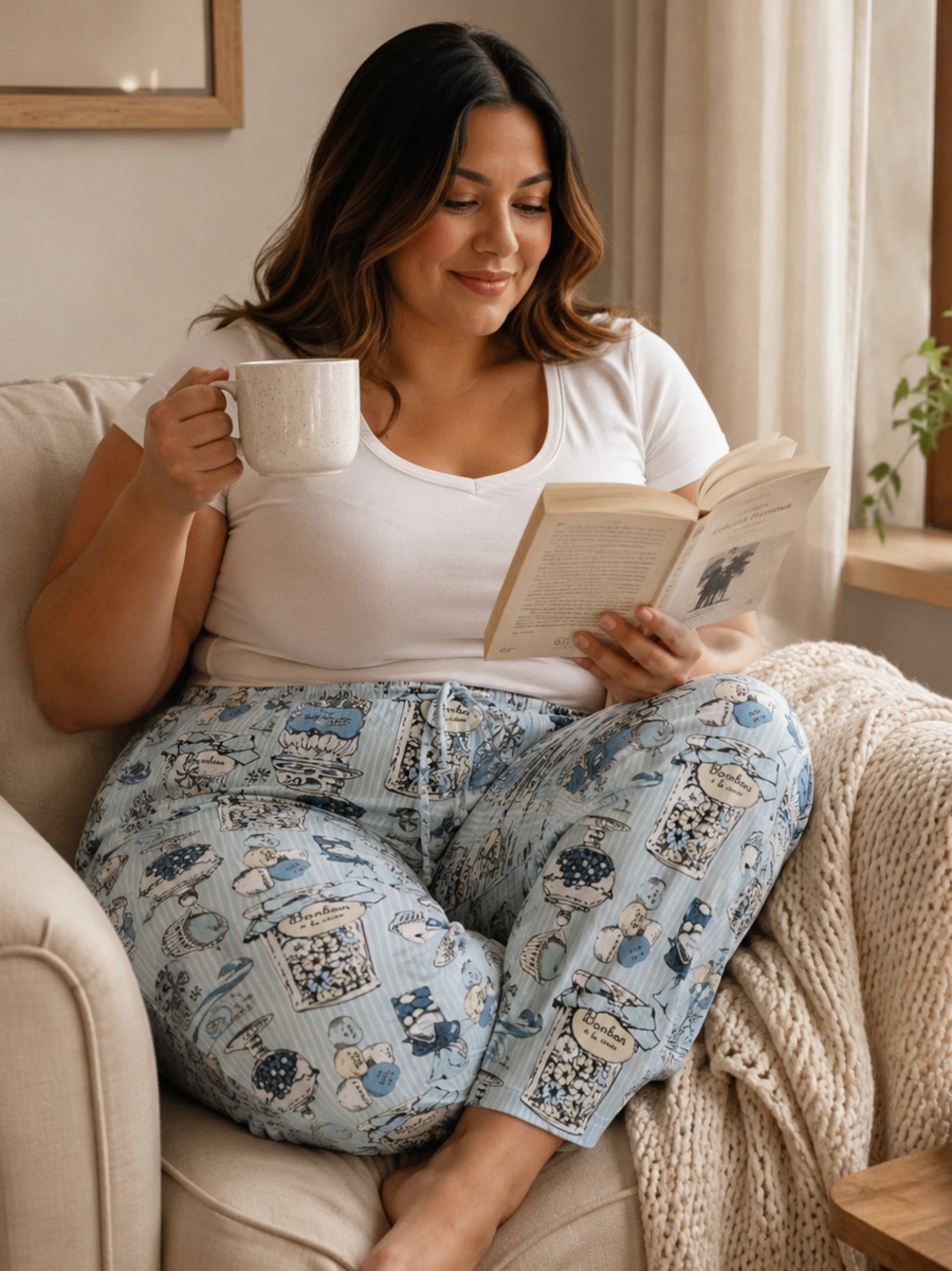 Joe Fresh Light Blue Printed Women's Pajama Pants